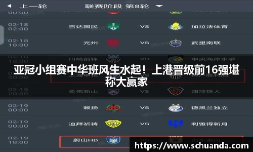 亚冠小组赛中华班风生水起！上港晋级前16强堪称大赢家