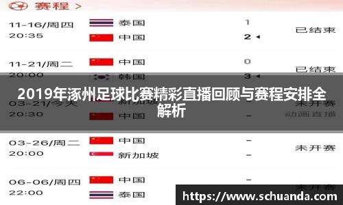 2019年涿州足球比赛精彩直播回顾与赛程安排全解析